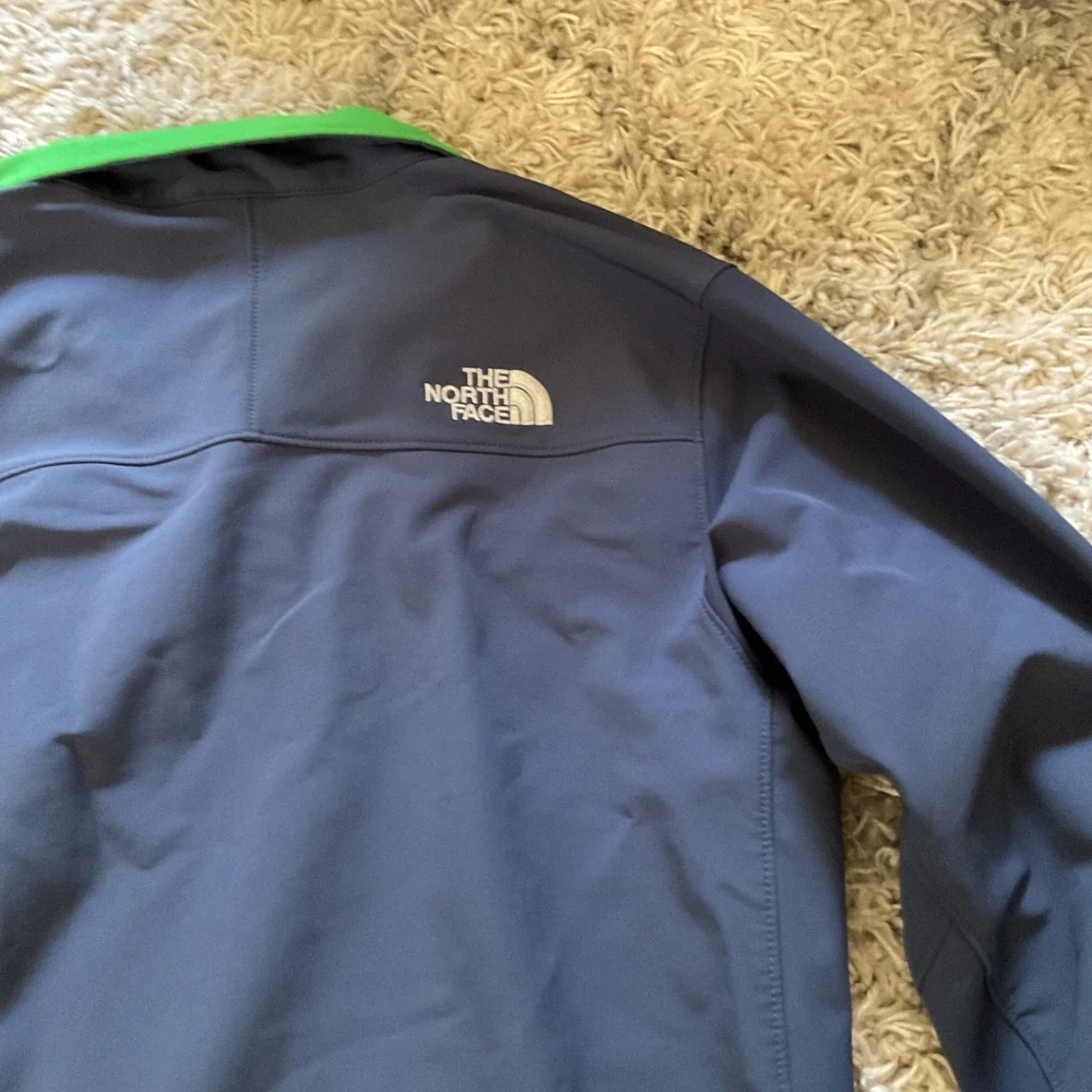 The North Face Mens Apex Bionic Softshell Jacket Navy Blue Green Full Zip Medium